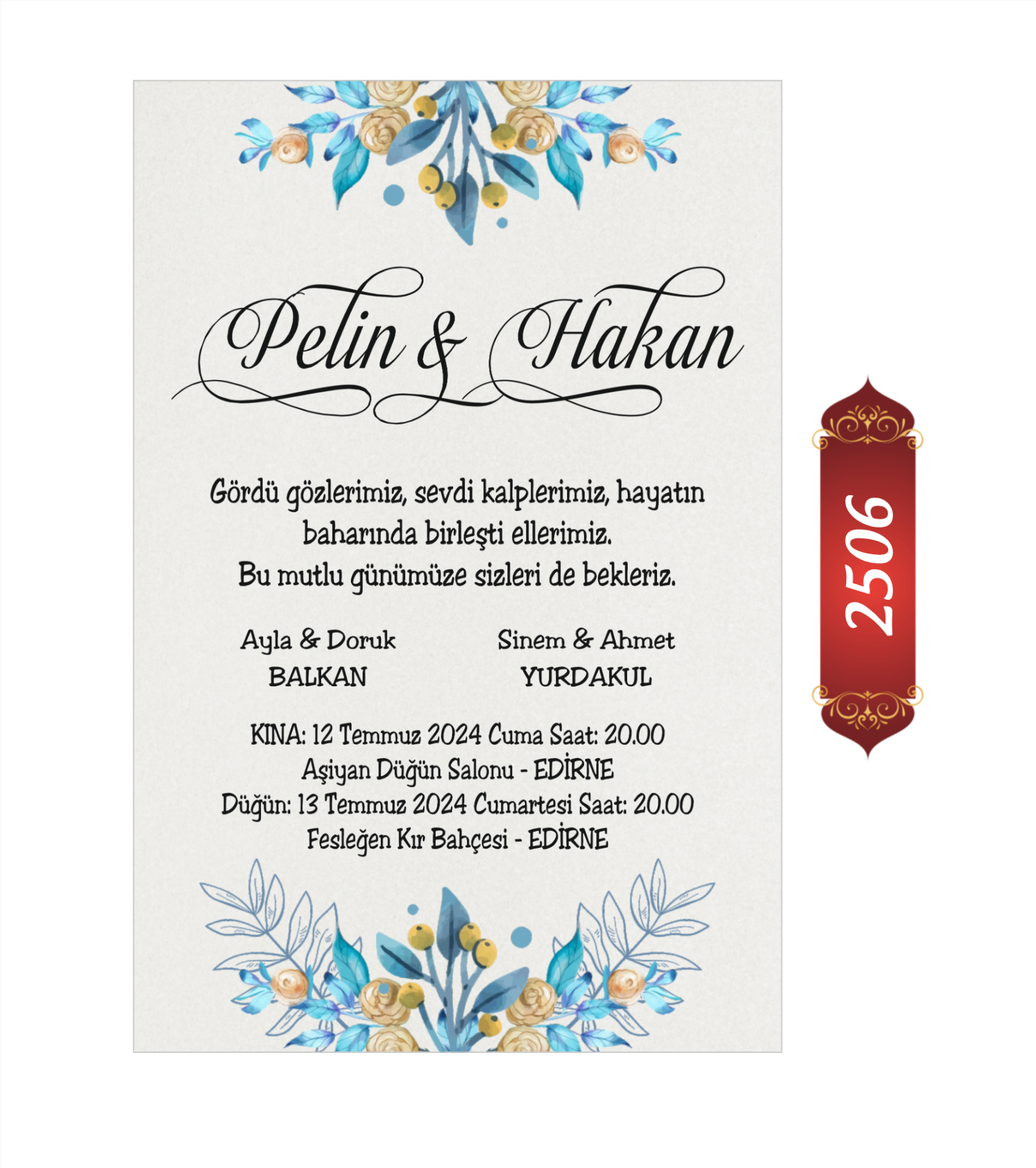Düğün Nişan Davetiyesi ETD/EY 2506