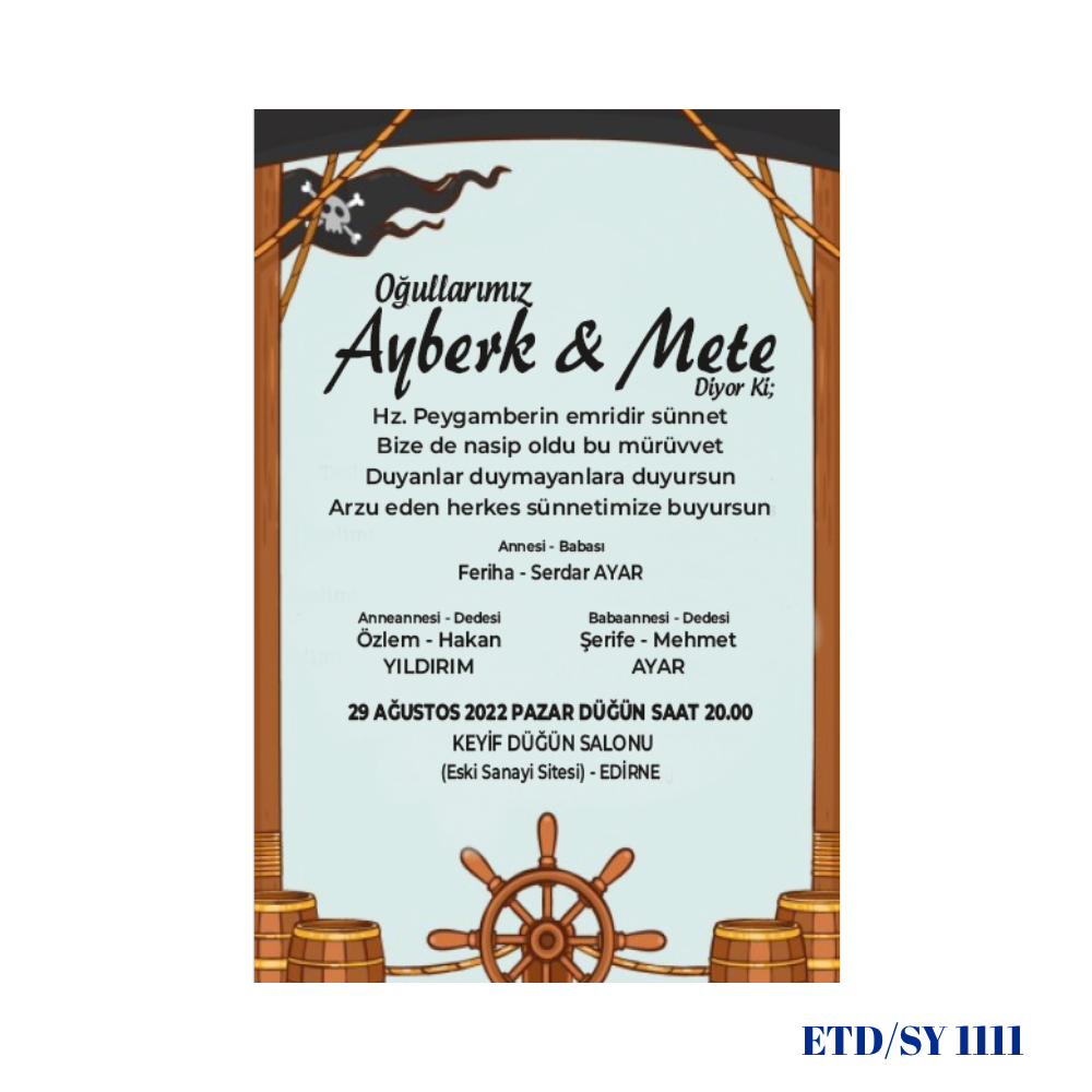 Sünnet Davetiyesi ETD/SY 1111