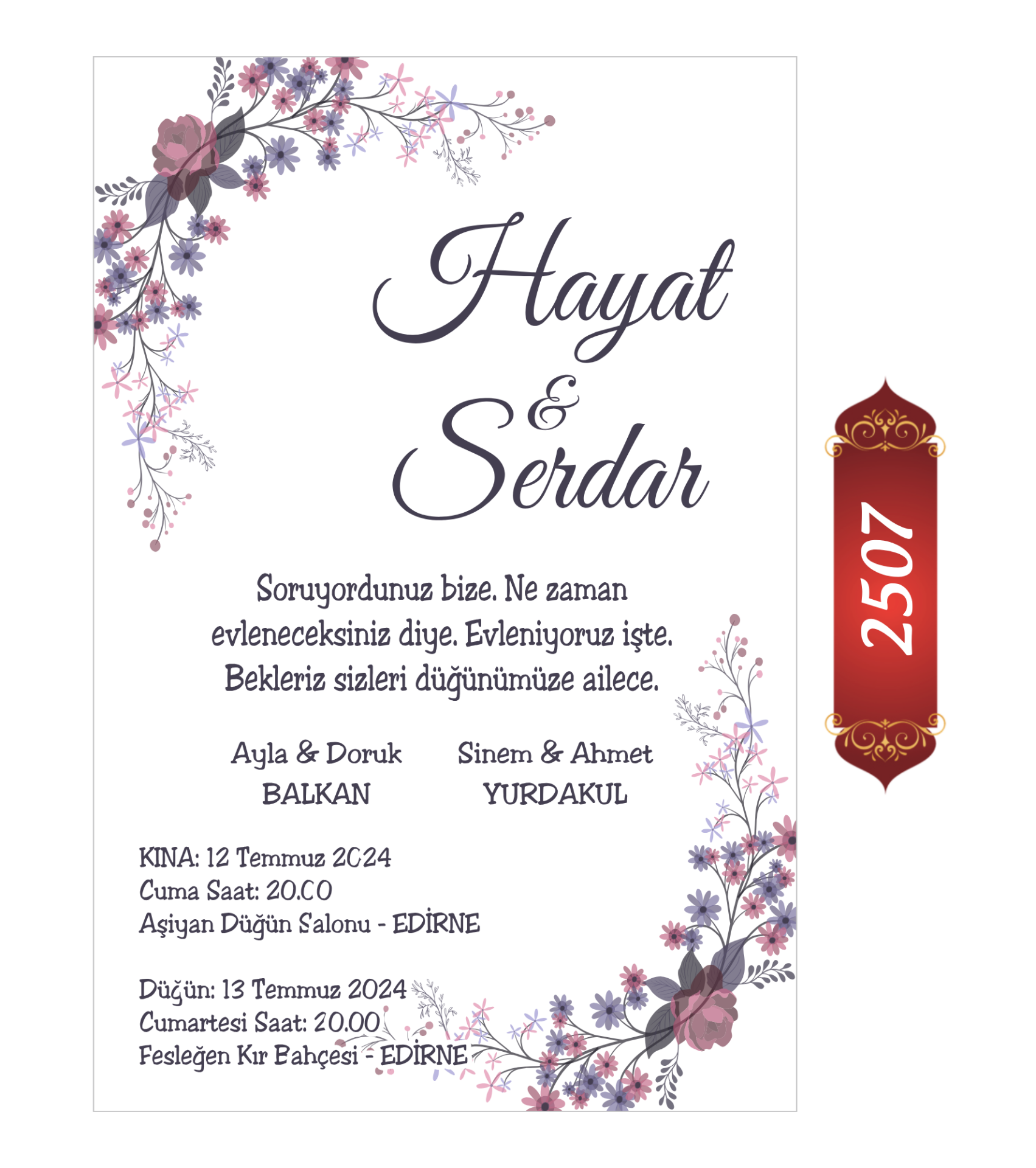 Düğün Nişan Davetiyesi ETD/EY 2507