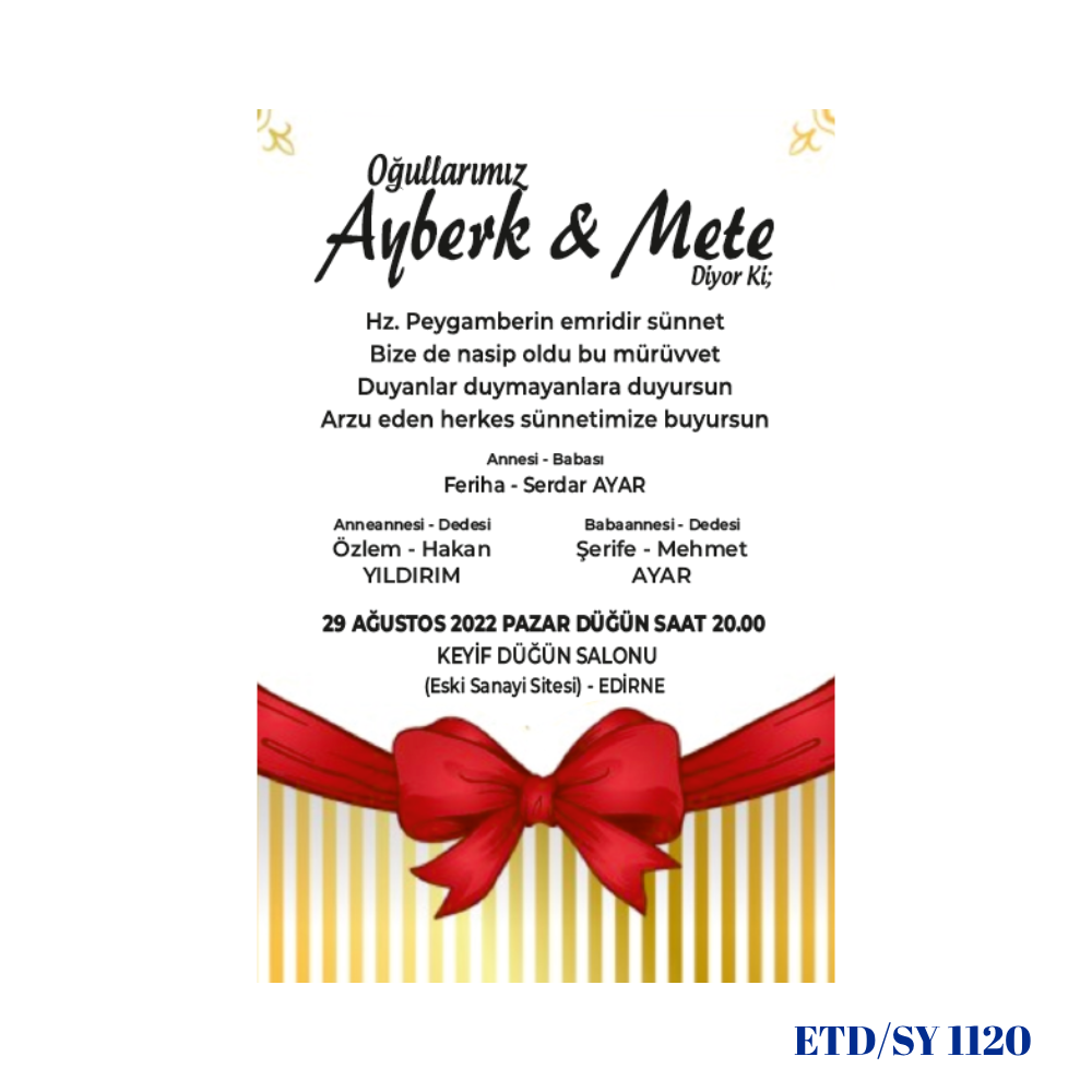 Sünnet Davetiyesi ETD/SY 1120