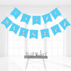 UZAR YAZI İYİ Kİ DOĞDUN MAVİ ÜZERİNE GÜMÜŞ YAZILI