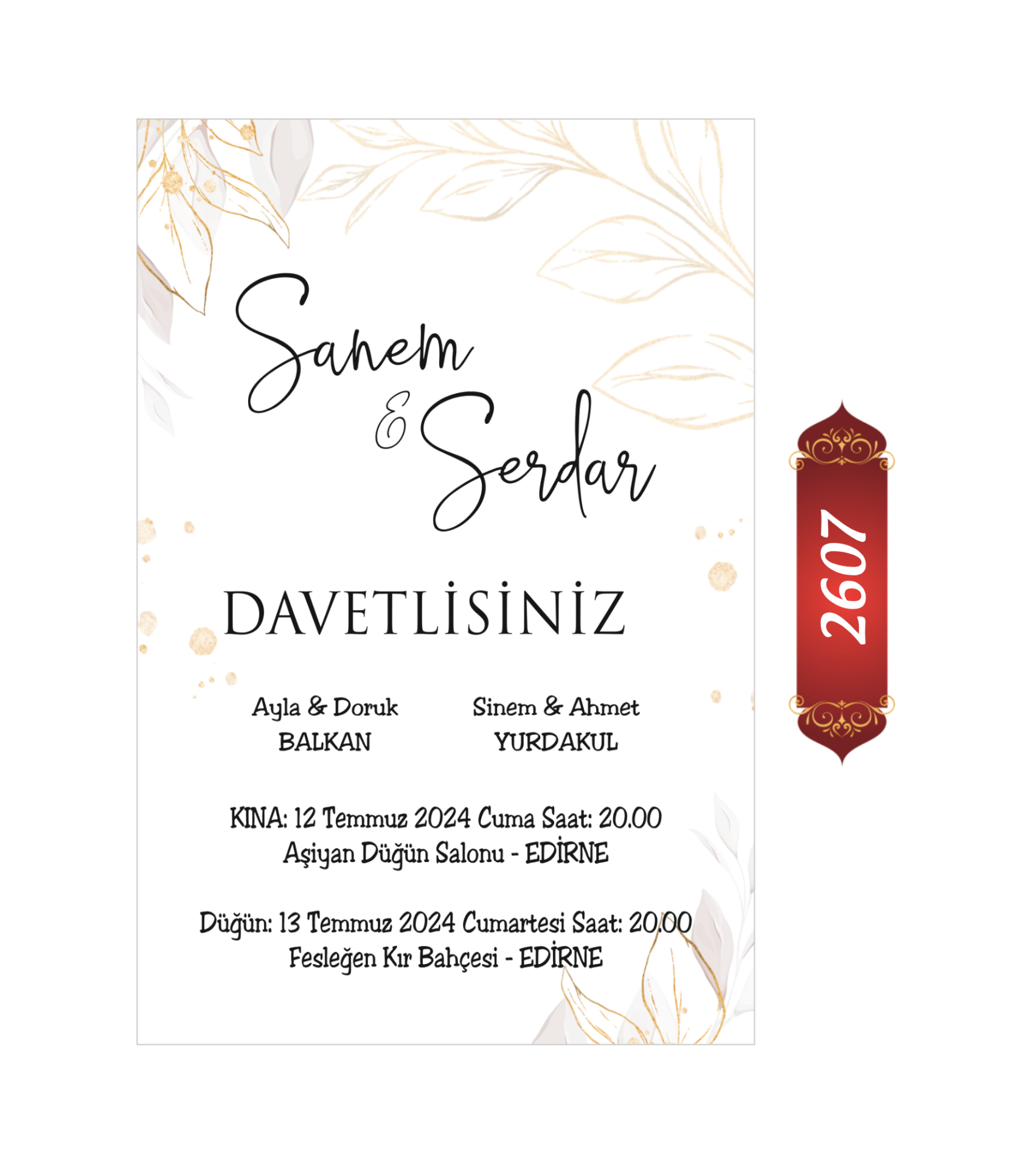 Düğün Nişan Davetiyesi ETD/EY 2607