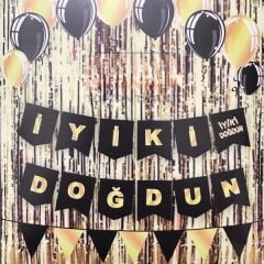 UZAR İYİ Kİ DOĞDUN SİYAH ÜZERİNE GOLD YAZILI