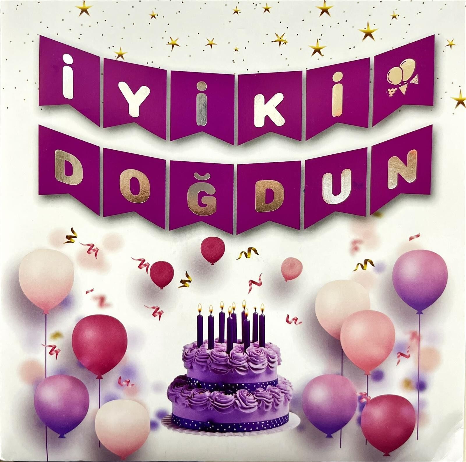 UZAR YAZI İYİ Kİ DOĞDUN BORDO ÜZERİNE GÜMÜŞ YAZILI