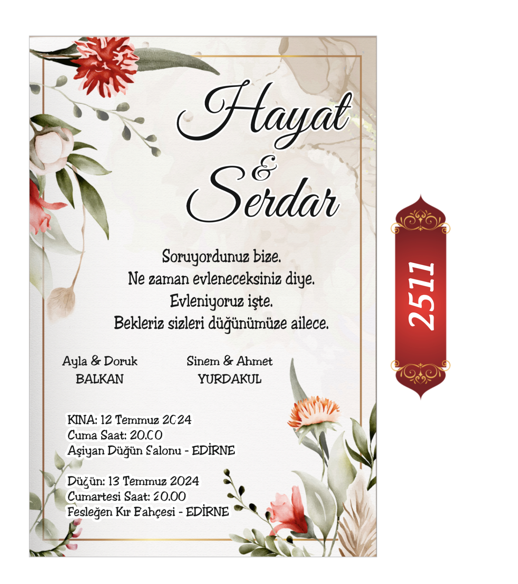 Düğün Nişan Davetiyesi ETD/EY 2511