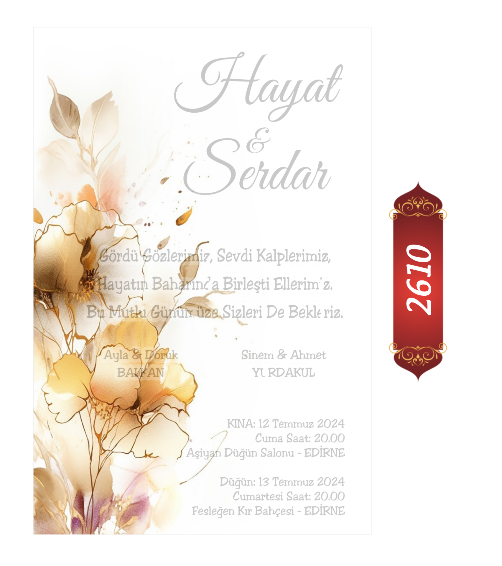 Düğün Nişan Davetiyesi ETD/EY 2610