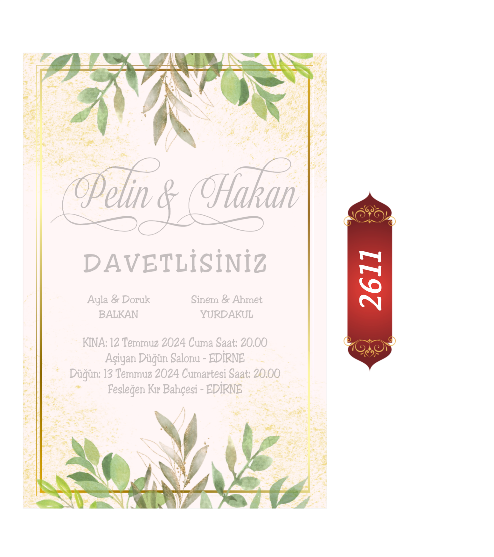 Düğün Nişan Davetiyesi ETD/EY 2611