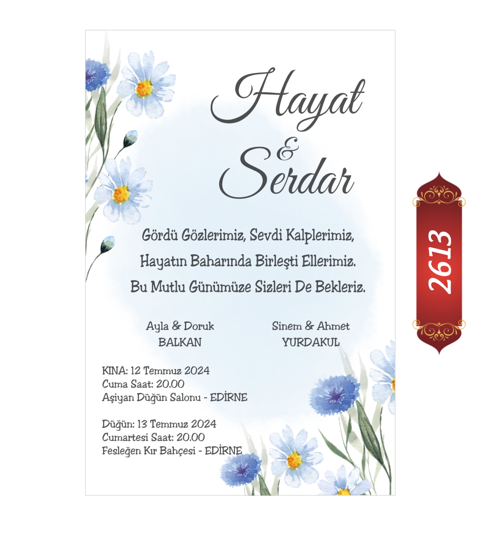 Düğün Nişan Davetiyesi ETD/EY 2613