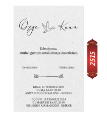 Düğün Nişan Davetiyesi ETD/EY 2515