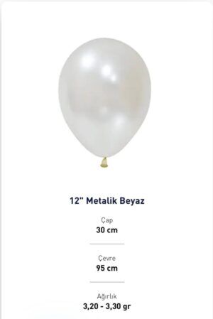 METALİK BALON 10 ADET BEYAZ