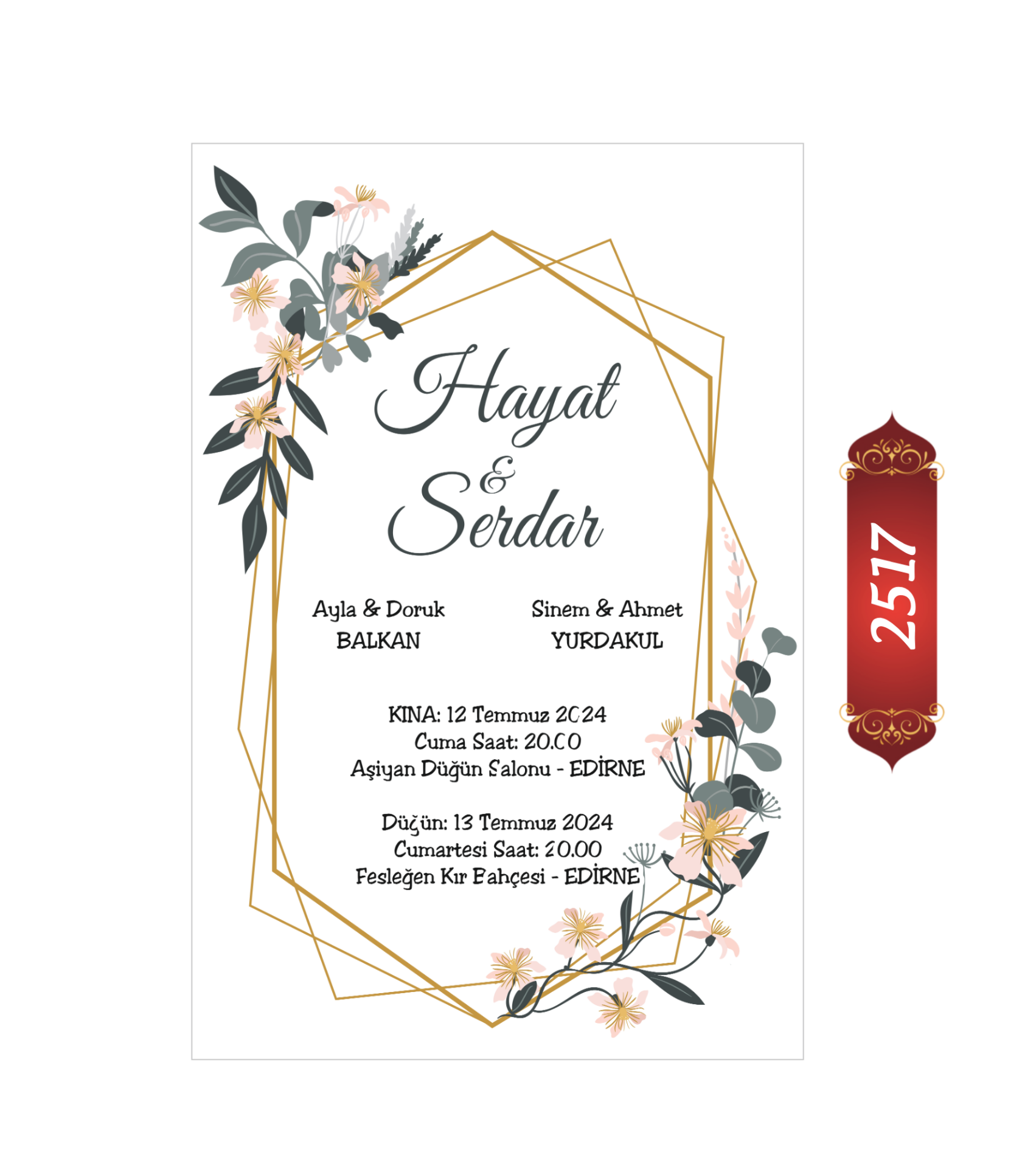 Düğün Nişan Davetiyesi ETD/EY 2517