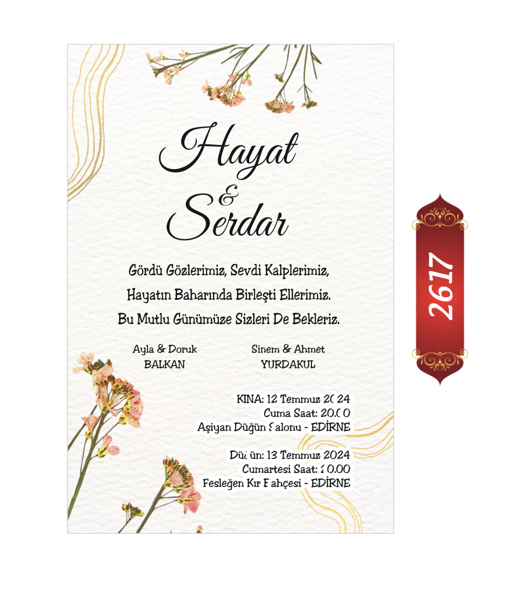 Düğün Nişan Davetiyesi ETD/EY 2617