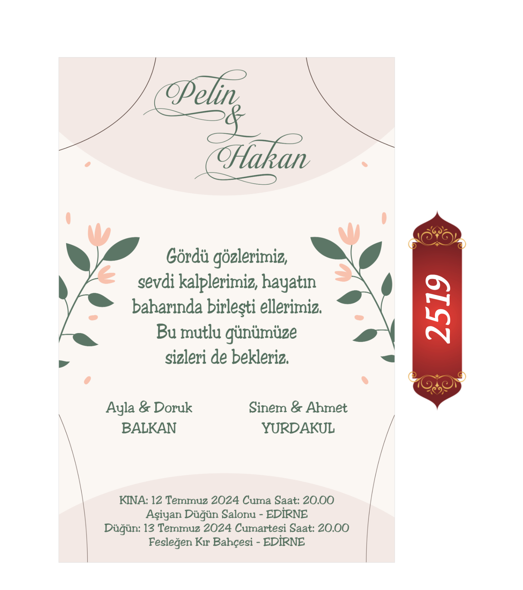 Düğün Nişan Davetiyesi ETD/EY 2519