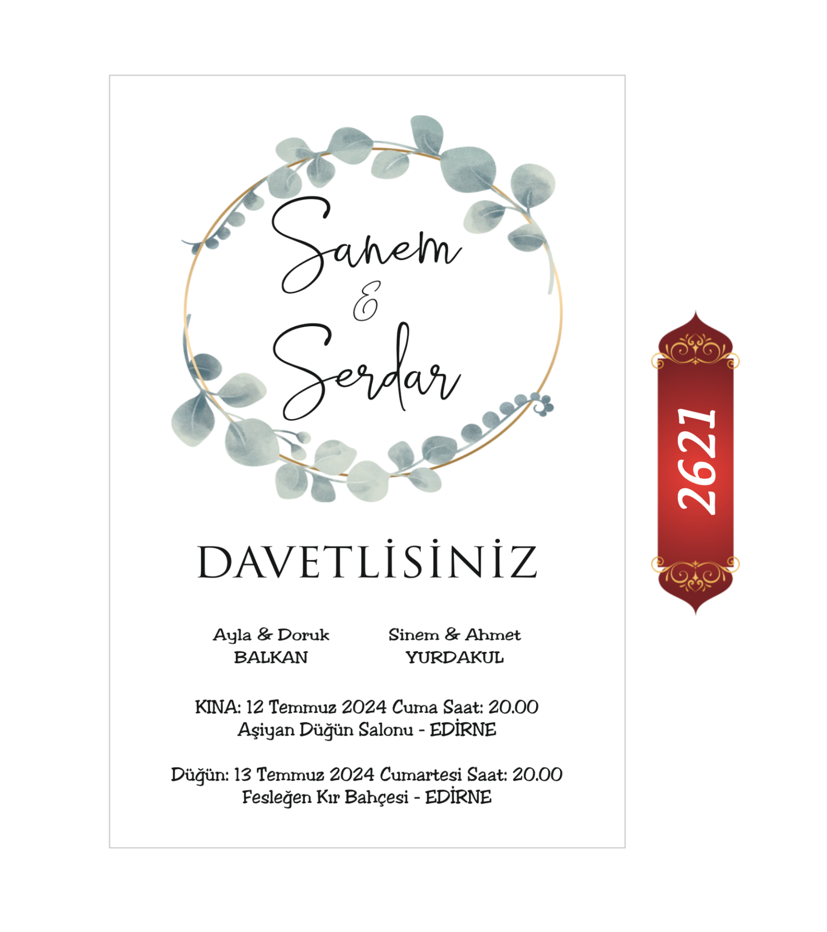 Düğün Nişan Davetiyesi ETD/EY 2621