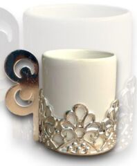 GÜMÜŞ TEKLİ METAL DESENLİ KAHVE FİNCANI