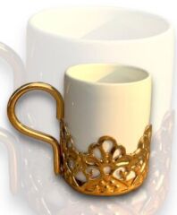 GOLD TEKLİ METAL DESENLİ KAHVE FİNCANI