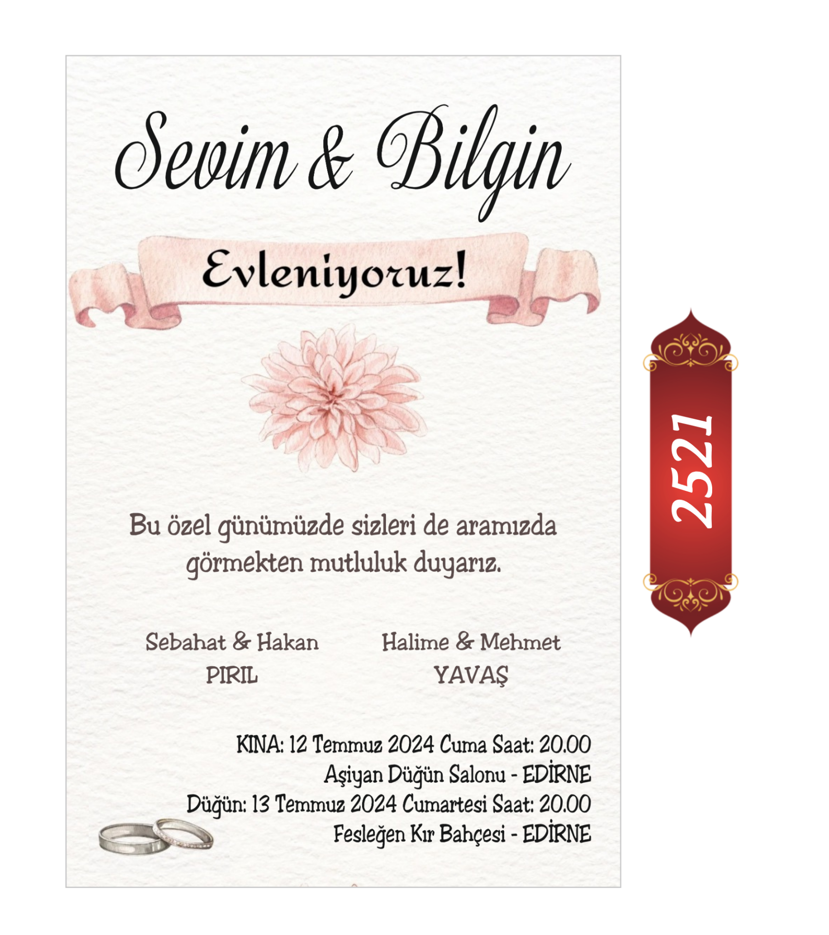 Düğün Nişan Davetiyesi ETD/EY 2521