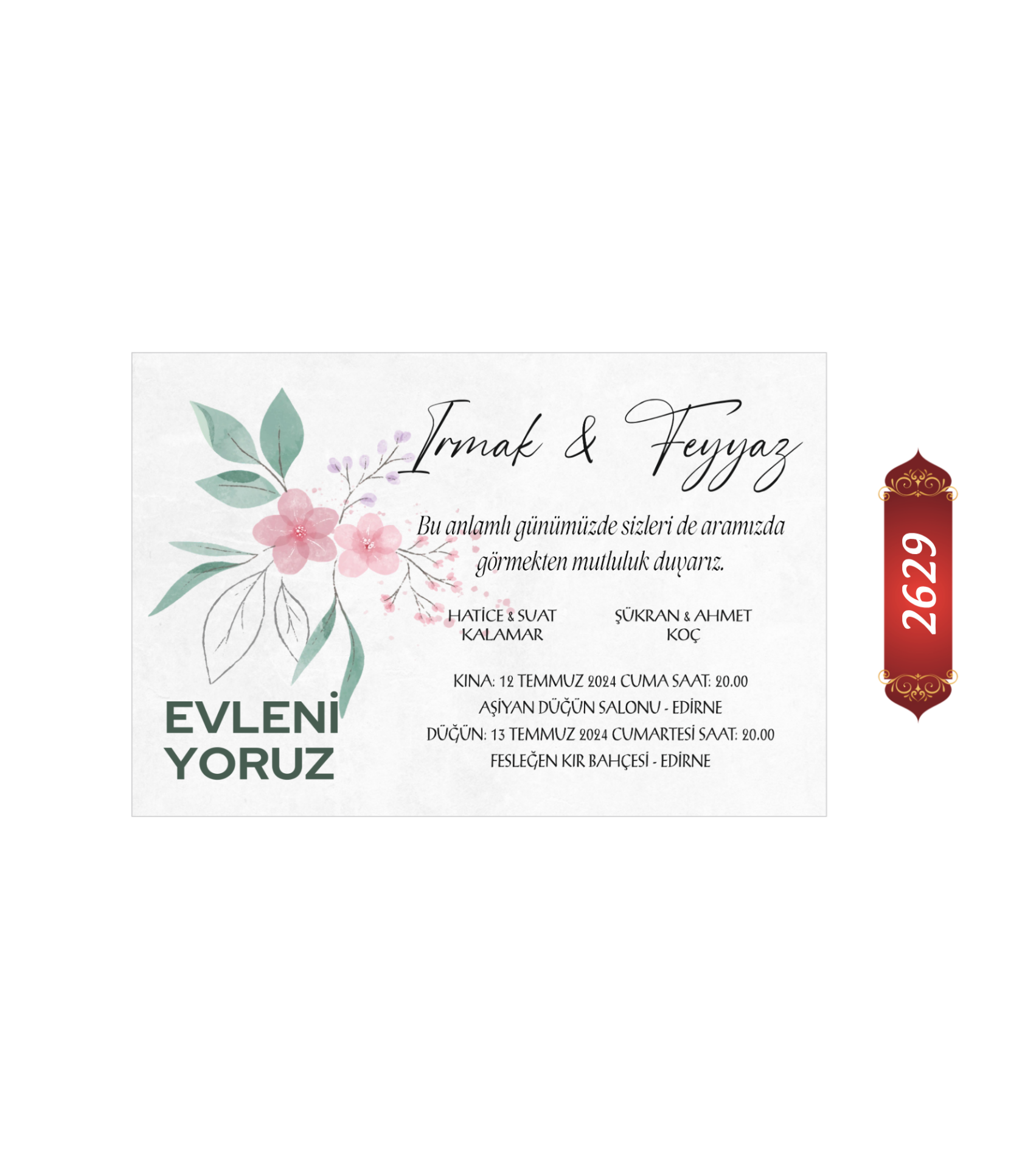 Düğün Nişan Davetiyesi ETD/EY 2629