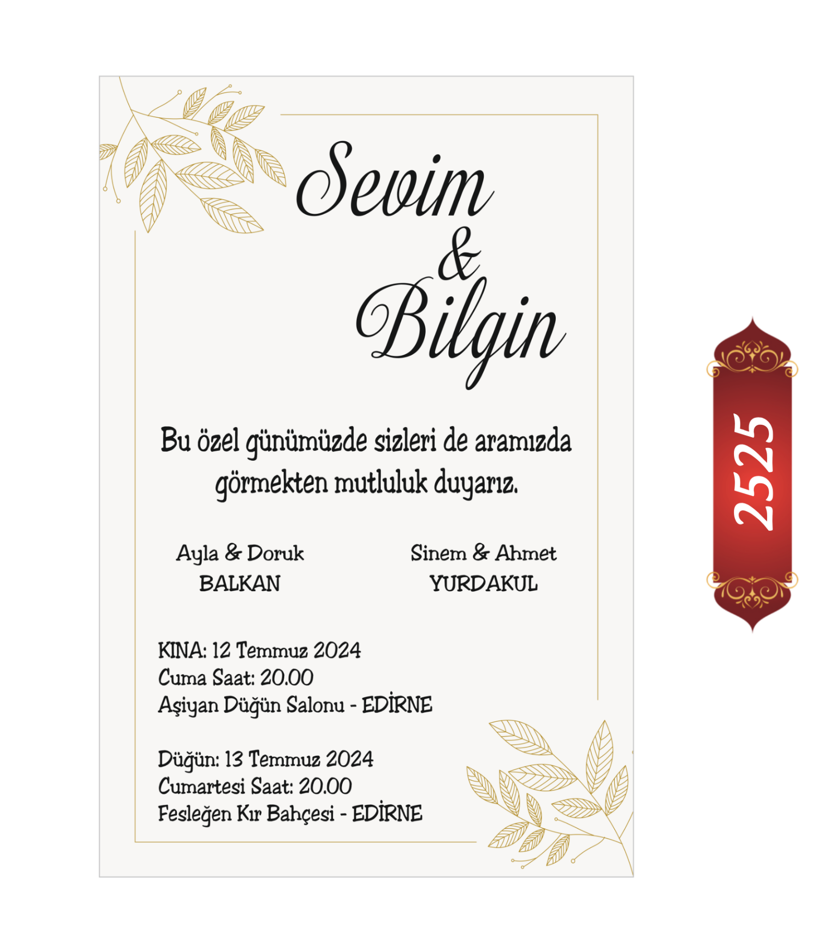 Düğün Nişan Davetiyesi ETD/EY 2525