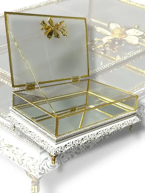 LÜKS MANOLYA MODEL BEYAZ KUŞAK GOLD TAŞLI 20X30