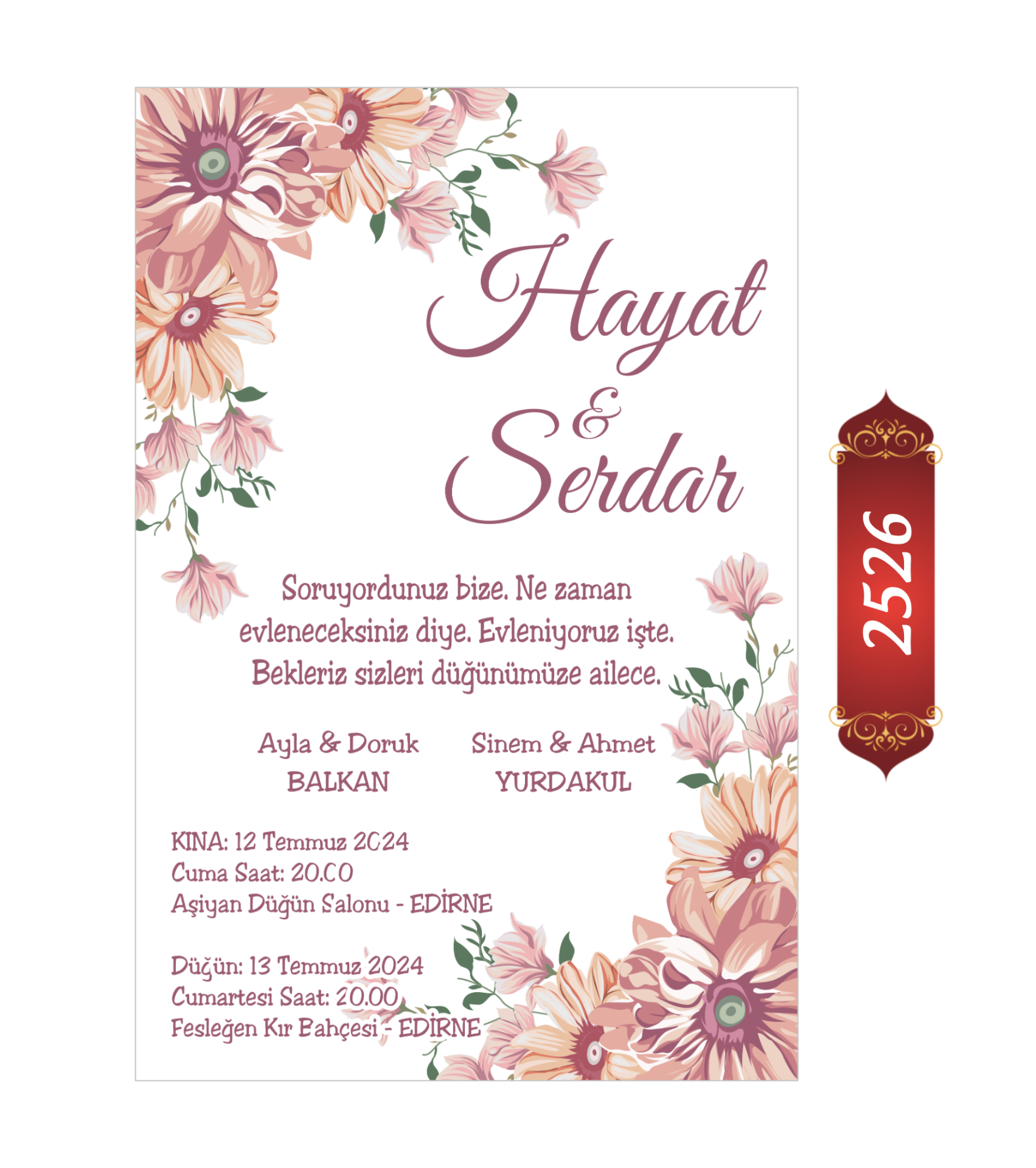 Düğün Nişan Davetiyesi ETD/EY 2526