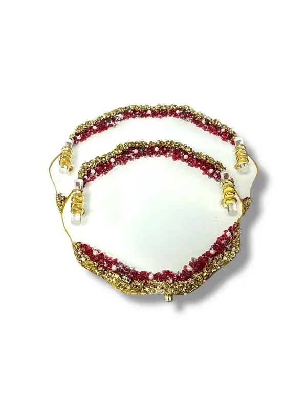 BEYAZ G- GOLD BORDO TAŞLI 2’Lİ - MODEL 1