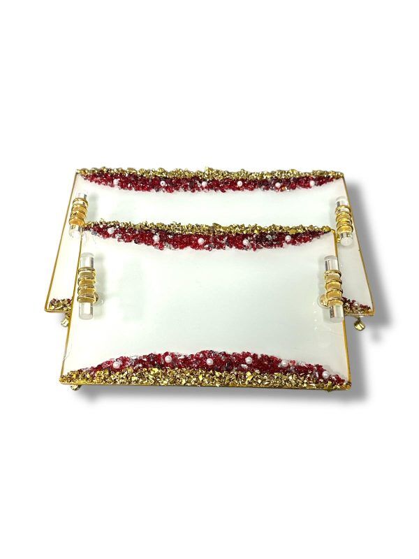 BEYAZ G- GOLD BORDO TAŞLI 2’Lİ - MODEL 2