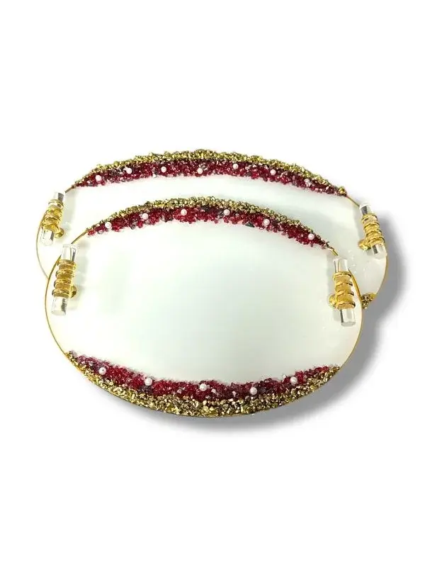 BEYAZ G- GOLD BORDO TAŞLI 2’Lİ - MODEL 3