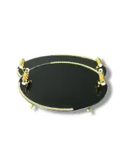 GOLD - SİYAH  2’Lİ TAŞLI NİŞAN TEPSİ - MODEL 1