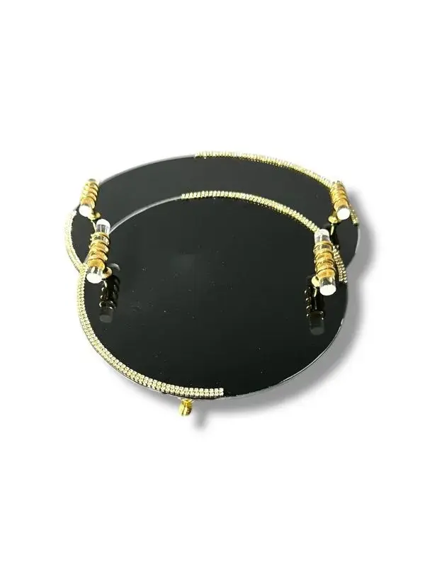 GOLD - SİYAH  2’Lİ TAŞLI NİŞAN TEPSİ - MODEL 3