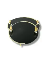 GOLD - SİYAH  2’Lİ TAŞLI NİŞAN TEPSİ - MODEL 3