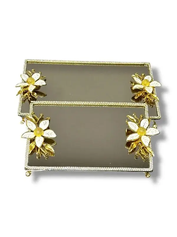 GOLD MANOLYA TAŞLI 2’Lİ NİŞAN TEPSİ - MODEL 2