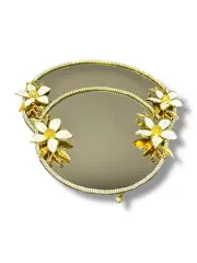 GOLD MANOLYA TAŞLI 2’Lİ NİŞAN TEPSİ - MODEL 3