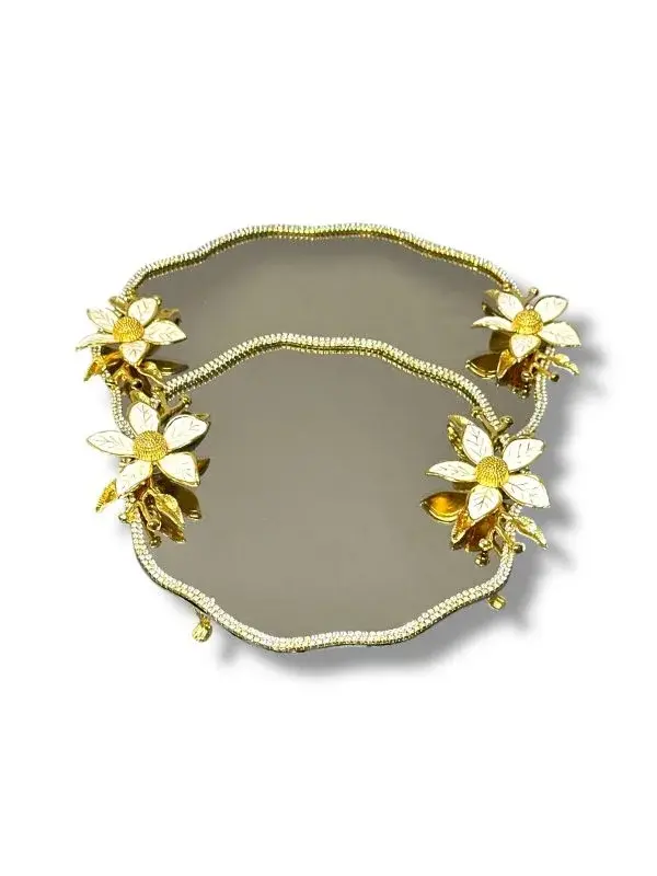 GOLD MANOLYA TAŞLI 2’Lİ NİŞAN TEPSİ - MODEL 4