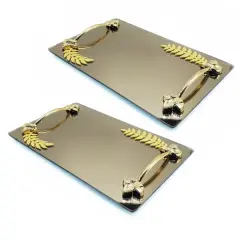 KARE YAPRAK MODEL NİŞAN TEPSİ 2’Lİ -GOLD