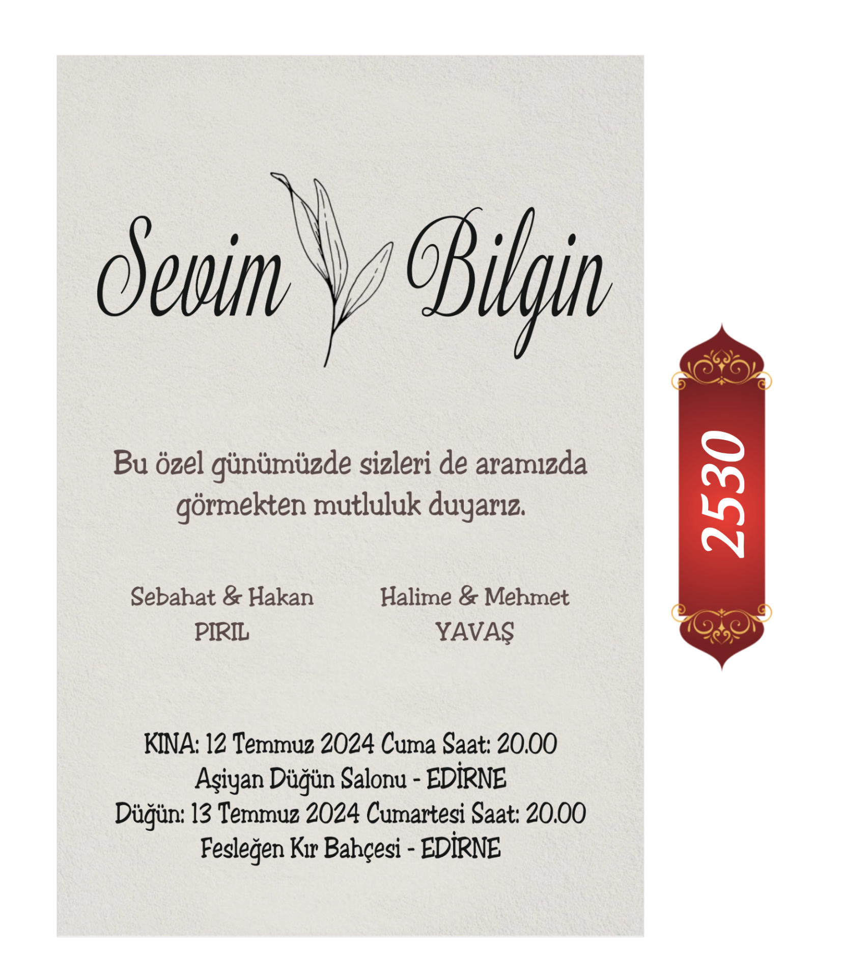 Düğün Nişan Davetiyesi ETD/EY 2530