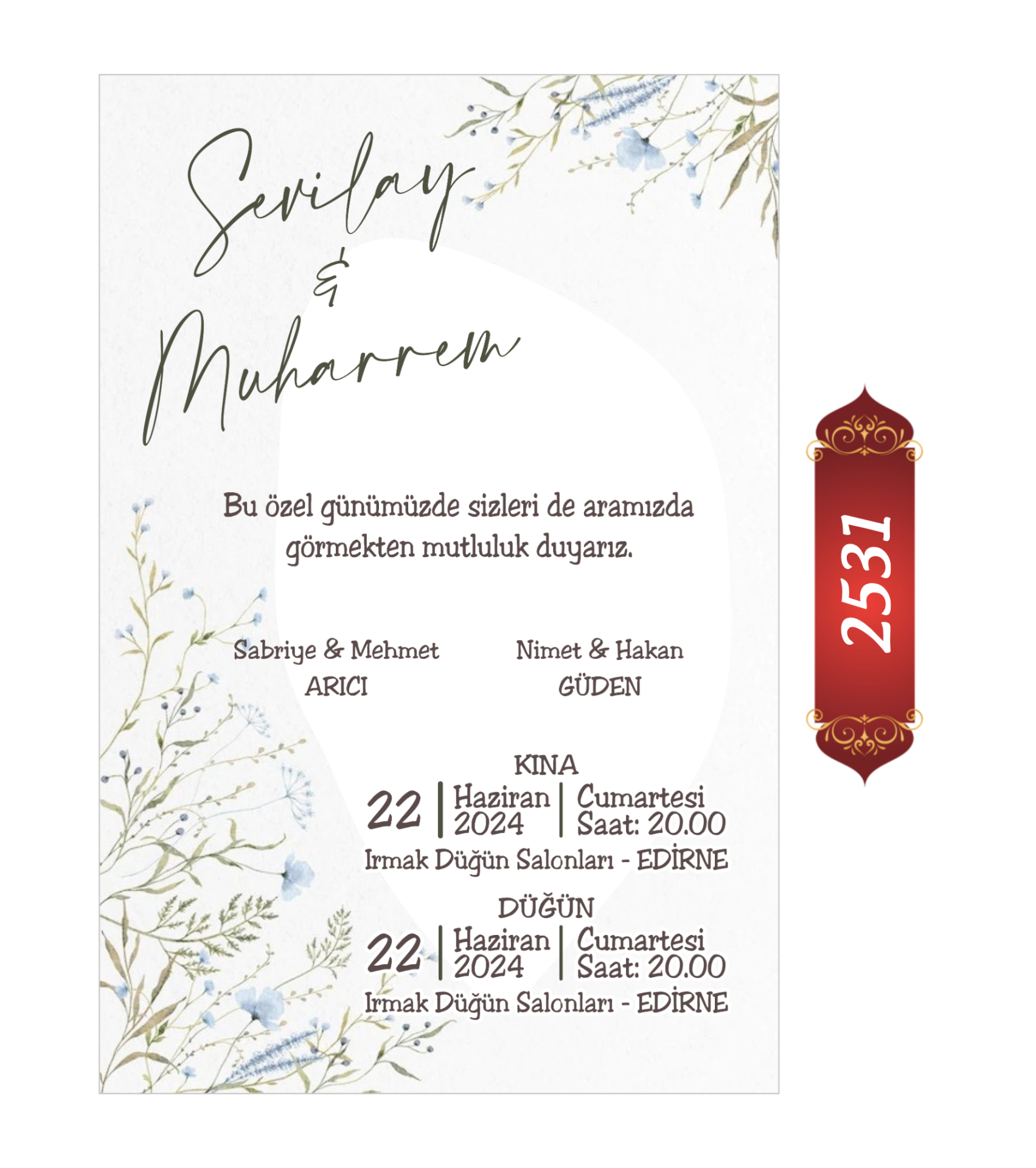 Düğün Nişan Davetiyesi ETD/EY 2531