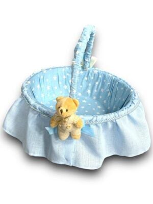 MAVİ AYICIKLI BEBEK  SEPETİ