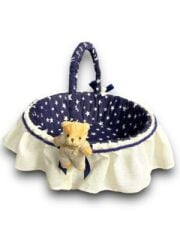 LACİVERT AYICIKLI BEBEK  SEPETİ
