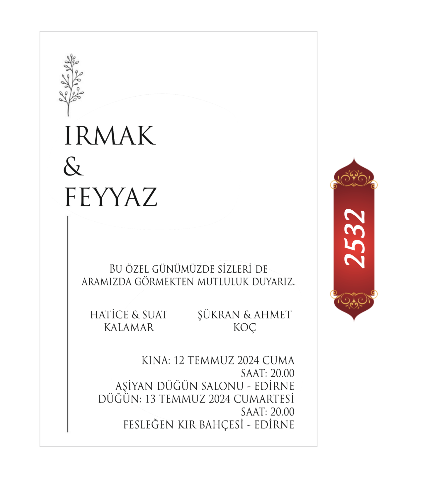 Düğün Nişan Davetiyesi ETD/EY 2532