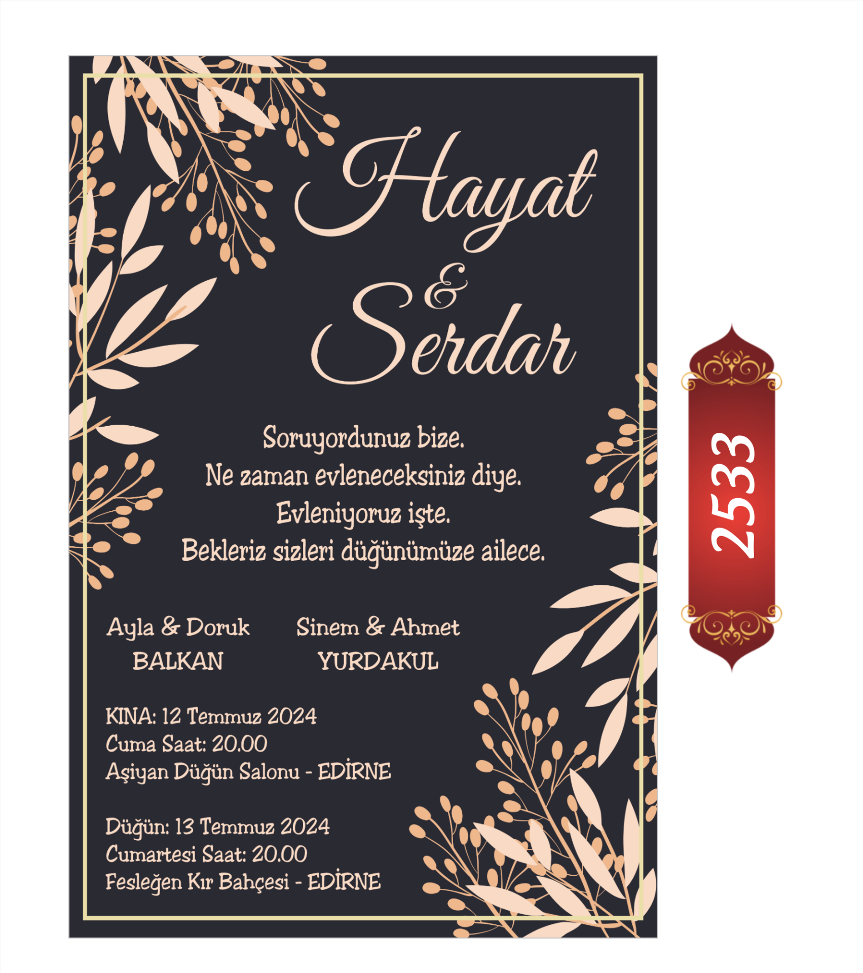 Düğün Nişan Davetiyesi ETD/EY 2533