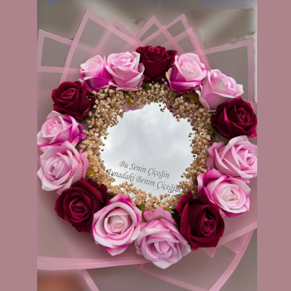 AYNALI İSTEME ÇİÇEĞİ ÖZEL TASARIM EL BUKETİ