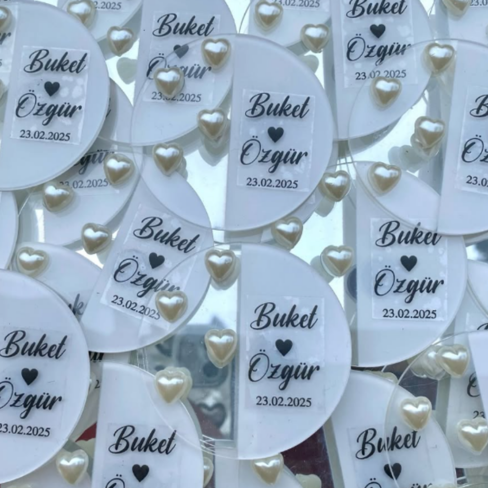 BEYAZ-ŞEFFAF KALPLİ İNCİLİ HEDİYELİK