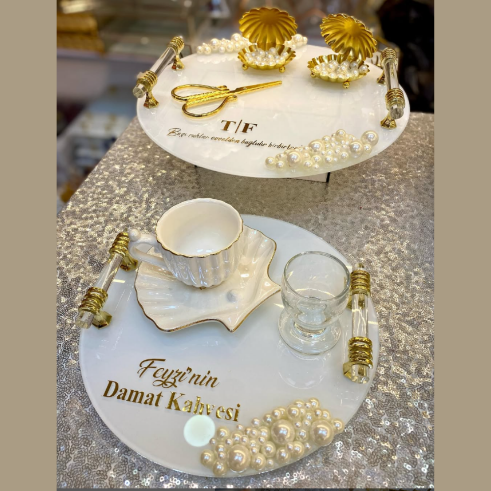 GOLD CAM TEPSİ SETİ