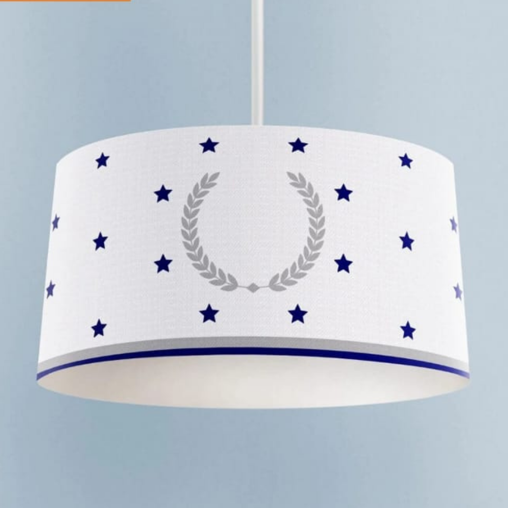 BEYAZ MAVİ YILDIZLI BEYAZ ÇELENK AVİZE