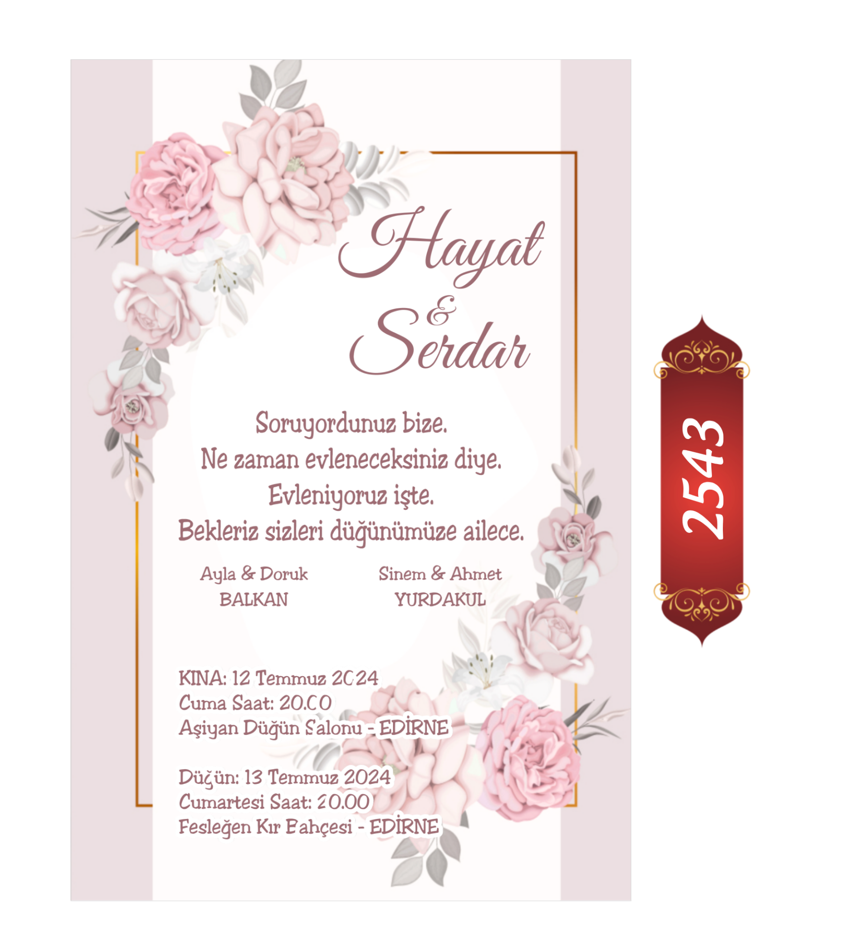 Düğün Nişan Davetiyesi ETD/EY 2543