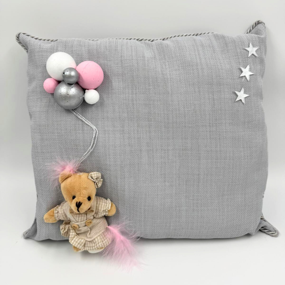 Bubble Ayıcık Takı Yastığı Dikdörtgen Gri- Gri