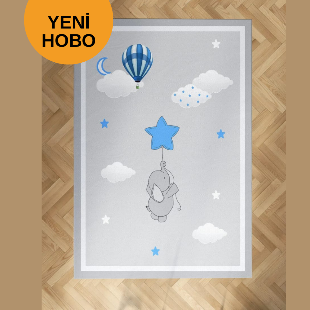 MAVİ YILDIZLI FİLLİ HALI 80X150