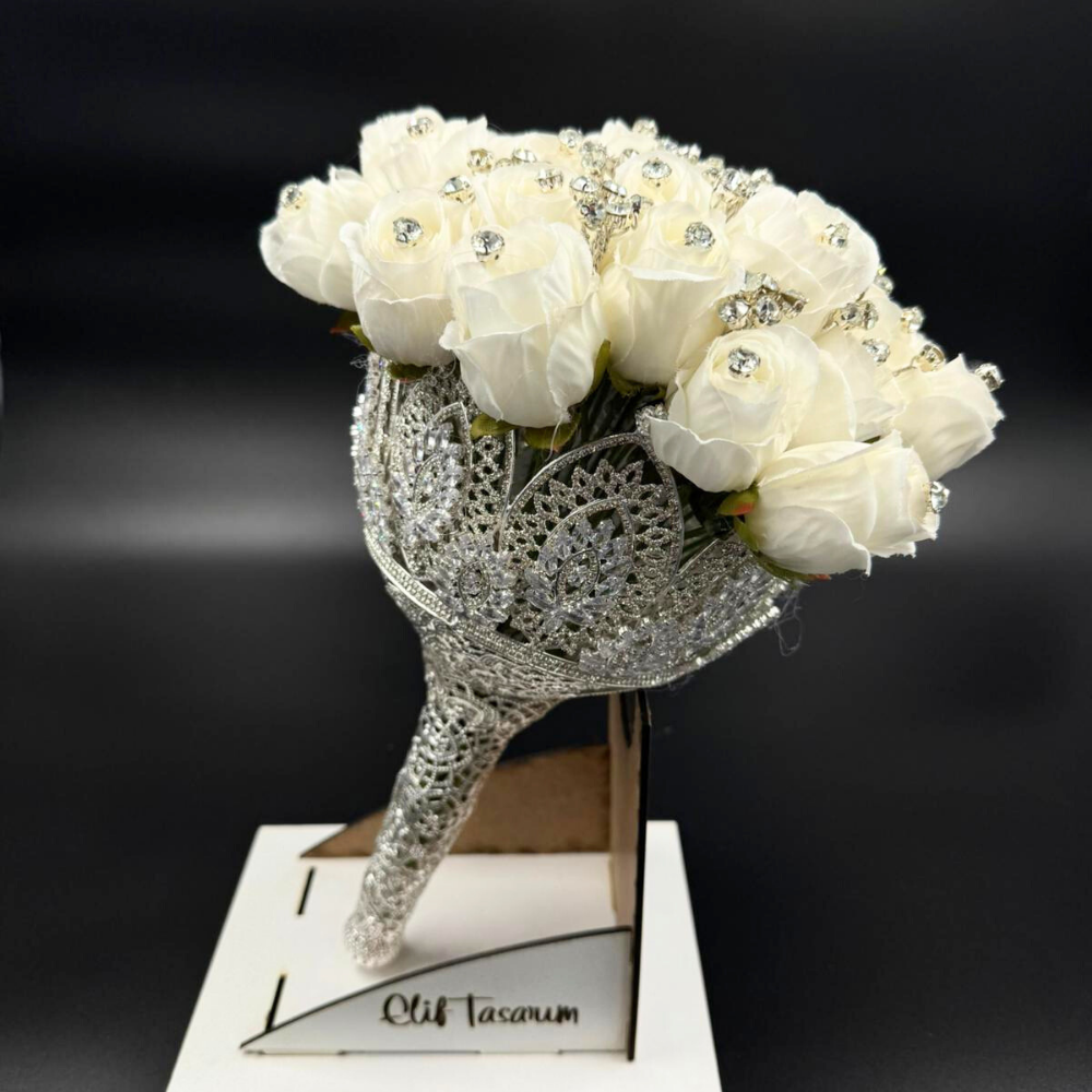 Taşlı Özel Tasarım Gelin Çiçeği
