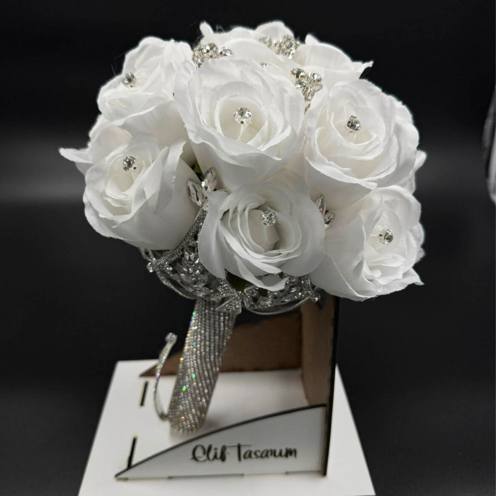 Taşlı Özel Tasarım Gelin Çiçeği